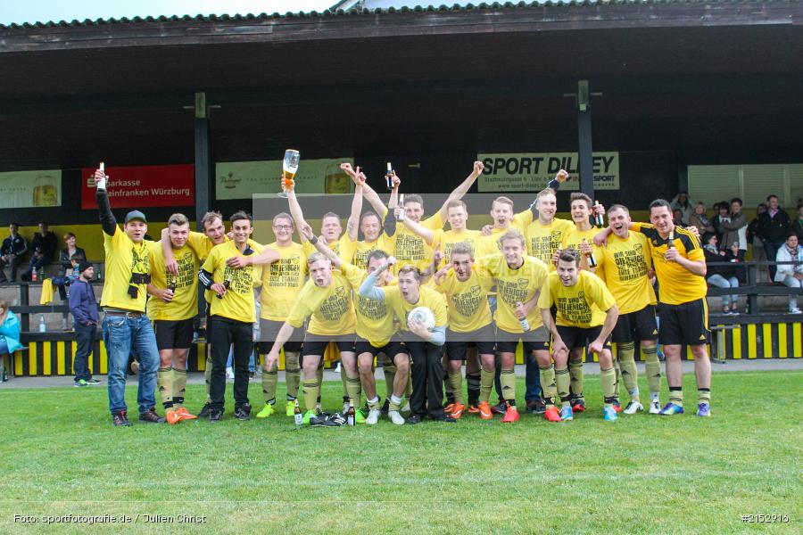 Dane Hofmann, Michael Rützel, Maximilian Jeckel, Karli Heinz, David Pahls, Jonas Böttcher, Andre Deusinger, Thorsten Amend, Robin Schindler, Jonas Christ, Lucas Mann, Jonas Herbert, Simon Heinz, Thomas Haberkorn, Stefan Remlein, Daniel Fuchs, Vincent Hanselmann, Niclas Christ, Fabian Peter, Daniel Brasch, Meister 2015, Meisterschaft 2015, Würzburg, A-Klasse, Fussball, SV Sendelbach Steinbach II, BSC Aura, BC Aura - Bild-ID: 2152916
