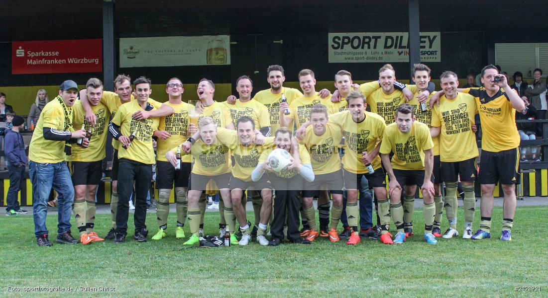 Dane Hofmann, Michael Rützel, Maximilian Jeckel, Karli Heinz, David Pahls, Jonas Böttcher, Andre Deusinger, Thorsten Amend, Robin Schindler, Jonas Christ, Lucas Mann, Jonas Herbert, Simon Heinz, Thomas Haberkorn, Stefan Remlein, Daniel Fuchs, Vincent Hanselmann, Niclas Christ, Fabian Peter, Daniel Brasch, A-Klasse, Fussball, Sendelbach-Steinbach II, 25.05.2015, Meisterschaft, BC Aura, BSC Aura - Bild-ID: 2152921