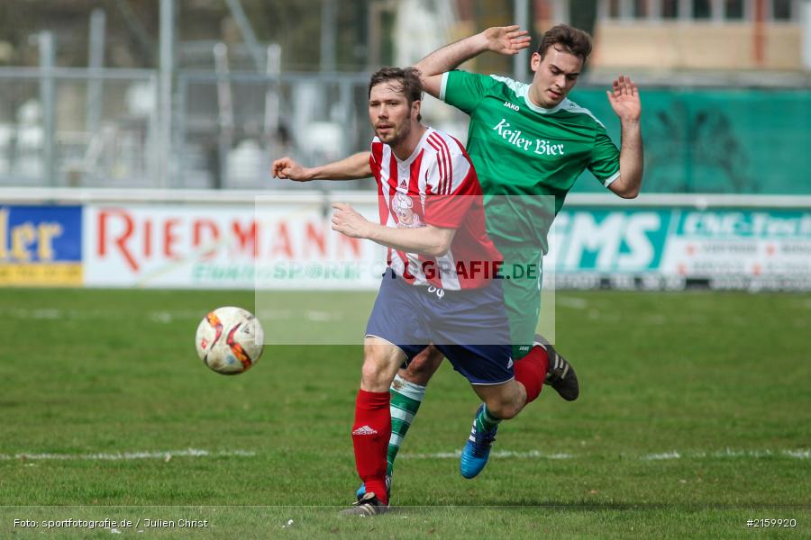 Dominik Höfling, Sven Ludwig, Derby, 03.04.2016, Kreisliga Würzburg, Fussball, FC Wiesenfeld-Halsbach, FV Karlstadt - Bild-ID: 2159920 Dominik Höfling, Sven Ludwig, Derby, 03.04.2016, Kreisliga Würzburg, Fussball, FC Wiesenfeld-Halsbach, FV Karlstadt - Bild-ID: 2159920