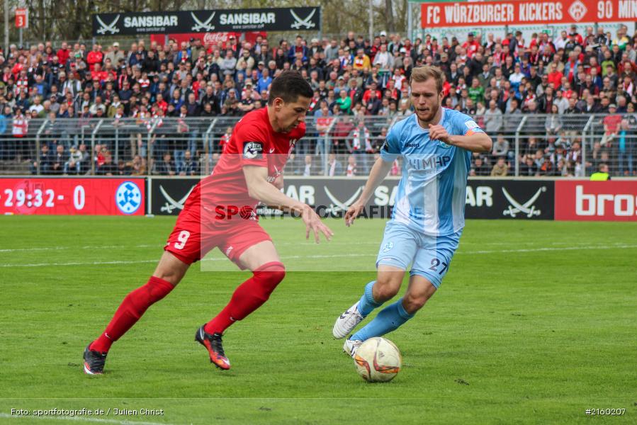 Amir Shapourzadeh, Fabian Baumgärtel, 09.04.2016, flyeralarm Arena, Würzburg, Fussball, 3. Liga, SV Stuttgarter Kickers, FC Würzburger Kickers - Bild-ID: 2160207 Amir Shapourzadeh, Fabian Baumgärtel, 09.04.2016, flyeralarm Arena, Würzburg, Fussball, 3. Liga, SV Stuttgarter Kickers, FC Würzburger Kickers - Bild-ID: 2160207
