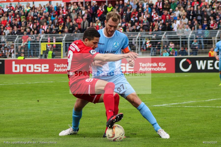 Amir Shapourzadeh, Fabian Baumgärtel, 09.04.2016, flyeralarm Arena, Würzburg, Fussball, 3. Liga, SV Stuttgarter Kickers, FC Würzburger Kickers - Bild-ID: 2160209