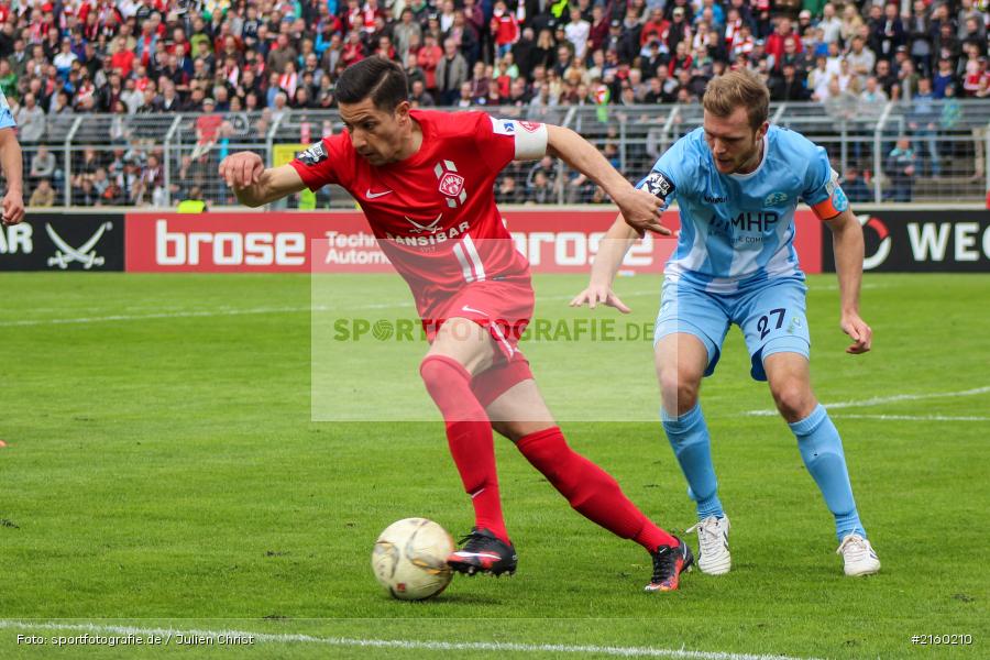 Amir Shapourzadeh, Fabian Baumgärtel, 09.04.2016, flyeralarm Arena, Würzburg, Fussball, 3. Liga, SV Stuttgarter Kickers, FC Würzburger Kickers - Bild-ID: 2160210