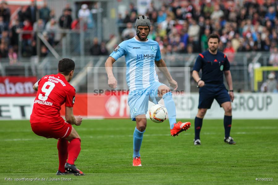 Klaus Gjasula, Amir Shapourzadeh, 09.04.2016, flyeralarm Arena, Würzburg, Fussball, 3. Liga, SV Stuttgarter Kickers, FC Würzburger Kickers - Bild-ID: 2160222