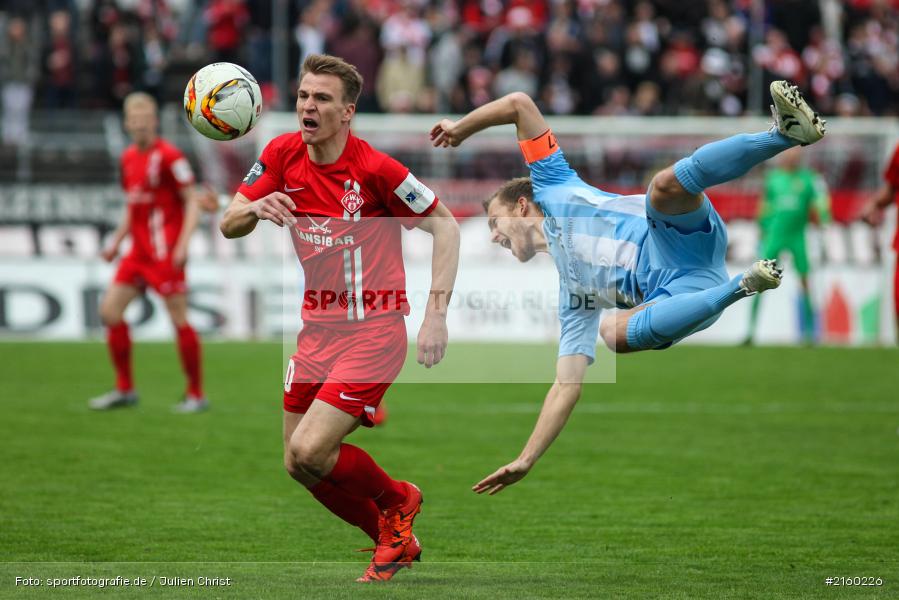 Fabian Baumgärtel, Emanuel Taffertshofer, 09.04.2016, flyeralarm Arena, Würzburg, Fussball, 3. Liga, SV Stuttgarter Kickers, FC Würzburger Kickers - Bild-ID: 2160226