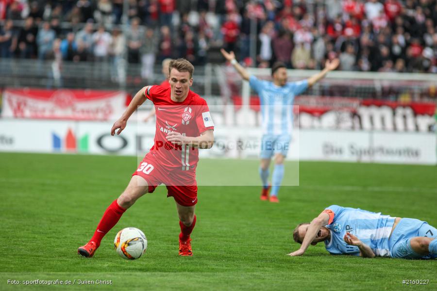 Fabian Baumgärtel, Emanuel Taffertshofer, 09.04.2016, flyeralarm Arena, Würzburg, Fussball, 3. Liga, SV Stuttgarter Kickers, FC Würzburger Kickers - Bild-ID: 2160227