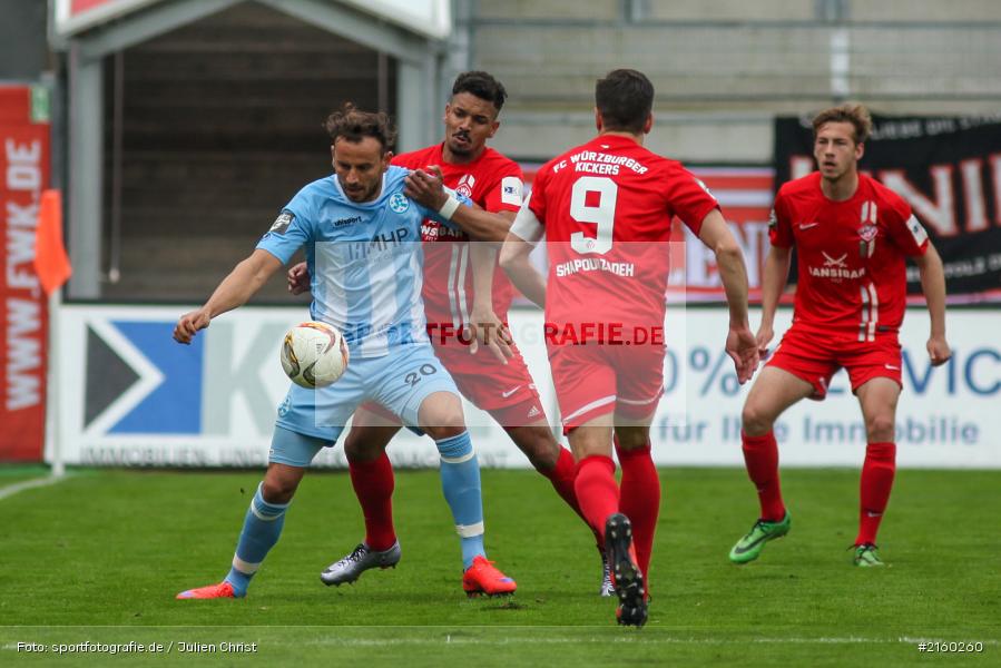 Royal Dominique Fennell, Bajram Nebihi, 09.04.2016, flyeralarm Arena, Würzburg, Fussball, 3. Liga, SV Stuttgarter Kickers, FC Würzburger Kickers - Bild-ID: 2160260