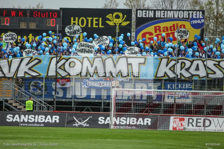 Krass, Choreografie, Fan, SVK, 09.04.2016, flyeralarm Arena, Würzburg, Fussball, 3. Liga, SV Stuttgarter Kickers, FC Würzburger Kickers - Bild-ID: 2160264