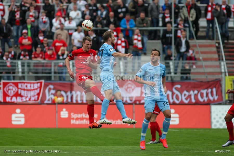 Fabian Baumgärtel, Emanuel Taffertshofer, 09.04.2016, flyeralarm Arena, Würzburg, Fussball, 3. Liga, SV Stuttgarter Kickers, FC Würzburger Kickers - Bild-ID: 2160292