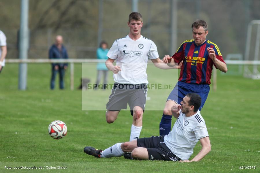 Tobias Pfeifroth, Thorsten Amend, 10.04.2016, Kreisklasse Würzburg, Derby, Fussball, BSC Aura, DJK Fellen - Bild-ID: 2160398