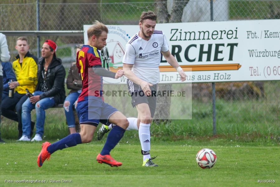 Michael Rützel, Adrian Pfeifroth, 10.04.2016, Kreisklasse Würzburg, Derby, Fussball, BSC Aura, DJK Fellen - Bild-ID: 2160416