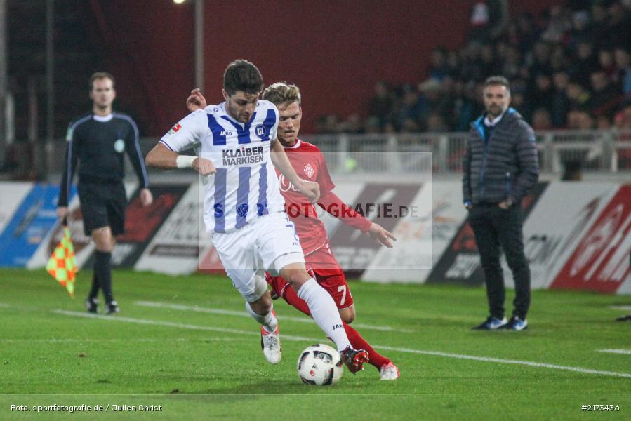 Moritz Stoppelkamp, Felix Müller, Würzburg, Flyeralarm-Arena, Bundesliga, 21.10.2016, Fußball, 2. Bundesliga, Karlsruher SC, FC Würzburger Kickers - Bild-ID: 2173436