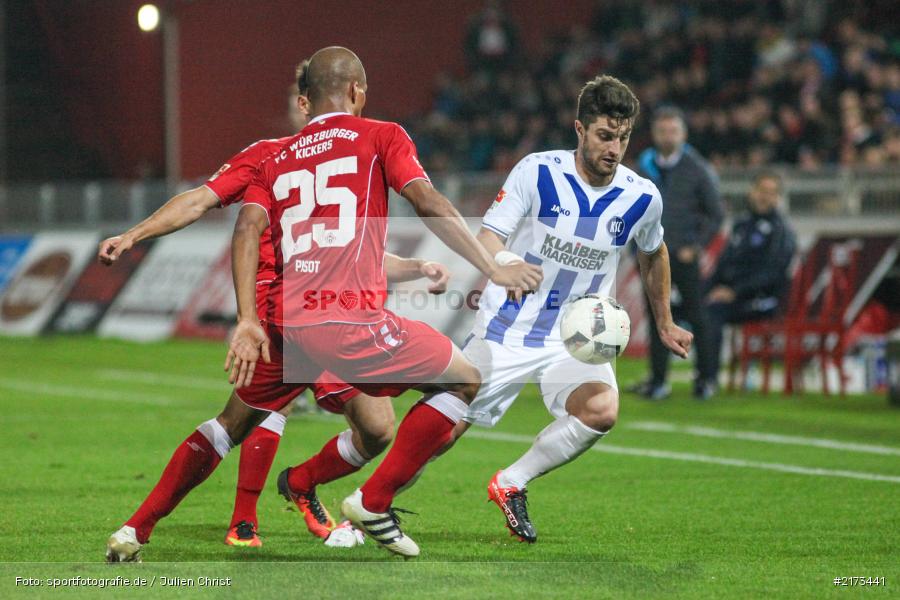Moritz Stoppelkamp, David Pisot, Würzburg, Flyeralarm-Arena, Bundesliga, 21.10.2016, Fußball, 2. Bundesliga, Karlsruher SC, FC Würzburger Kickers - Bild-ID: 2173441