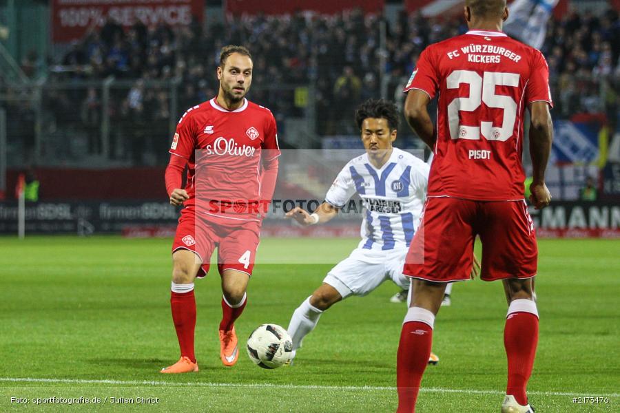 Rico Benatelli, Hiroki Yamada, Würzburg, Flyeralarm-Arena, Bundesliga, 21.10.2016, Fußball, 2. Bundesliga, Karlsruher SC, FC Würzburger Kickers - Bild-ID: 2173476