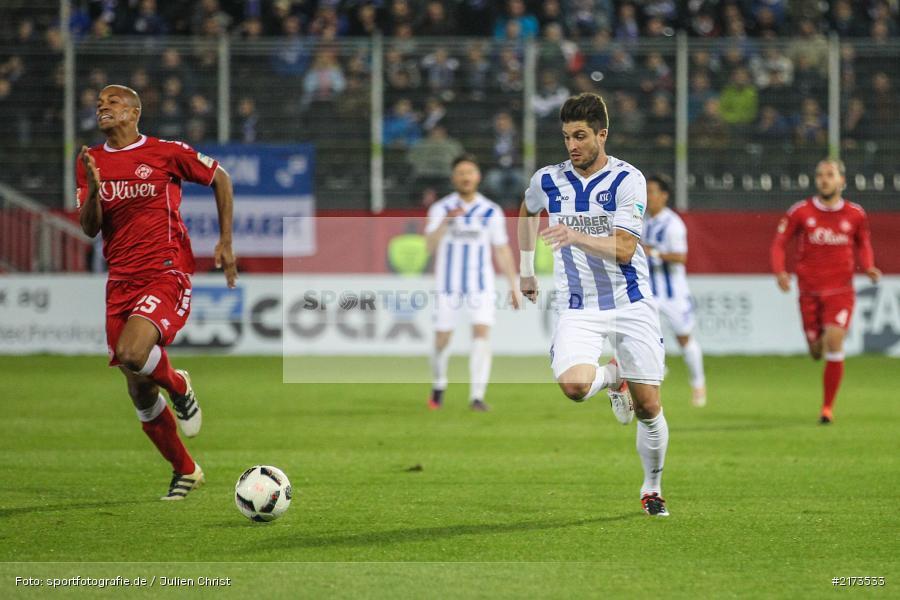 Moritz Stoppelkamp, David Pisot, Würzburg, Flyeralarm-Arena, Bundesliga, 21.10.2016, Fußball, 2. Bundesliga, Karlsruher SC, FC Würzburger Kickers - Bild-ID: 2173533