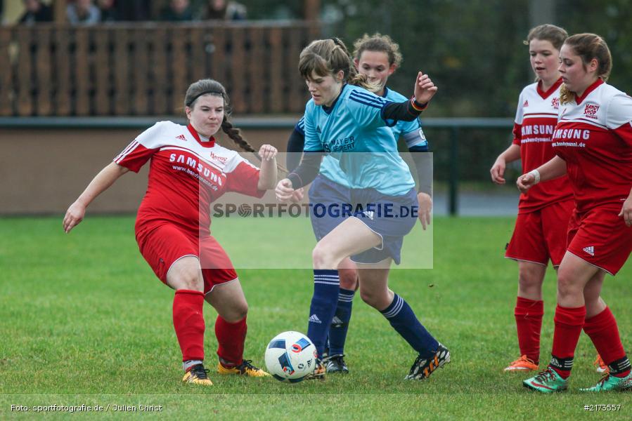 Katharina Schmitt, Lisa Vogel, Fussball, 22.10.2016, Bezirksliga Frauen, SpVgg Adelsberg, FC Karsbach 2 - Bild-ID: 2173557