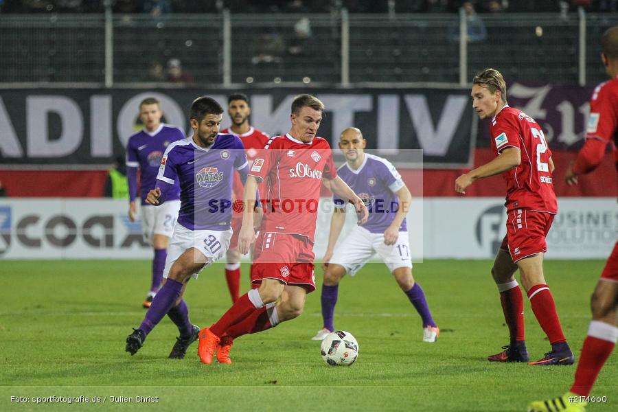 Tobias Schröck, Emanuel Taffertshofer, Dimitij Nazarov, Würzburg, flyeralarm Arena, 25.11.2016, Fussball, 2. Bundesliga, FC Erzgebirga Aue, FC Würzburger Kickers - Bild-ID: 2174660