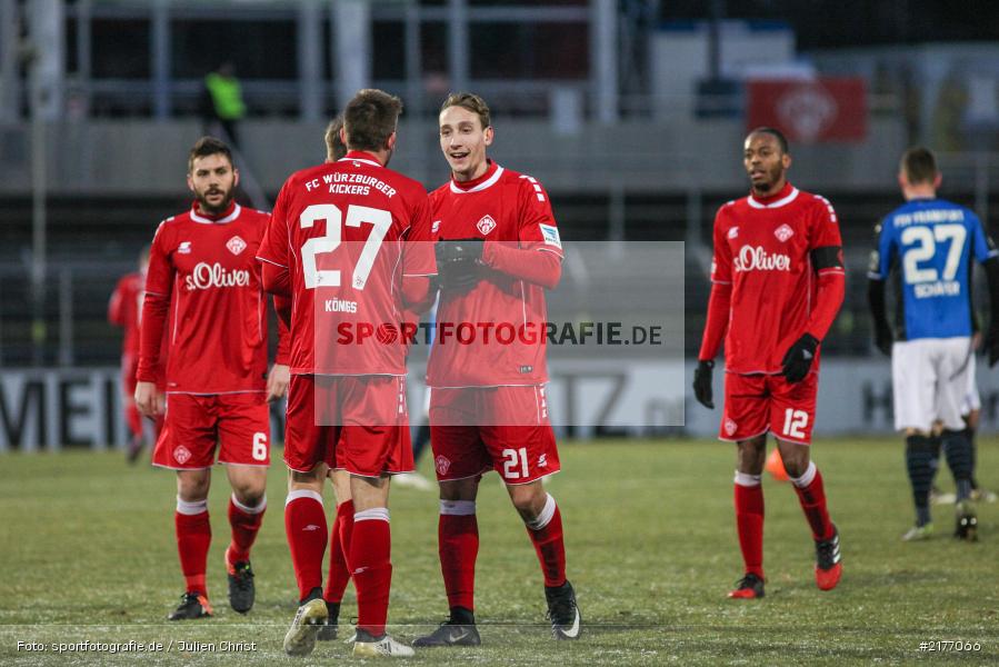 Torjubel, Tobias Schröck, Marco Königs, 07.01.2017, Flyeralarm-Arena, Freundschaftsspiel, FSV Frankfurt, FC Würzburger Kickers - Bild-ID: 2177066