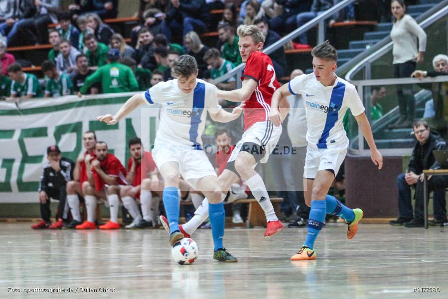 Niklas Oberth, Michael Twardy, Nico Quentzler, SG Buchbrunn-Mainstockheim, FG Marktbreit-Martinsheim, 14.01.2017, Hallenfußball, Karlstadt, Kreisendturnier - Bild-ID: 2177580