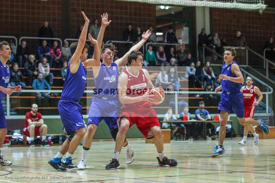 Tim Eisenberger, M. Weißhaar, Ricardo Münch, Erwin-Ammann-Halle, 21.01.2017, Bayernpokal, Basketball, VfL Baskets Treuchlingen, TSV Karlstadt - Bild-ID: 2177984