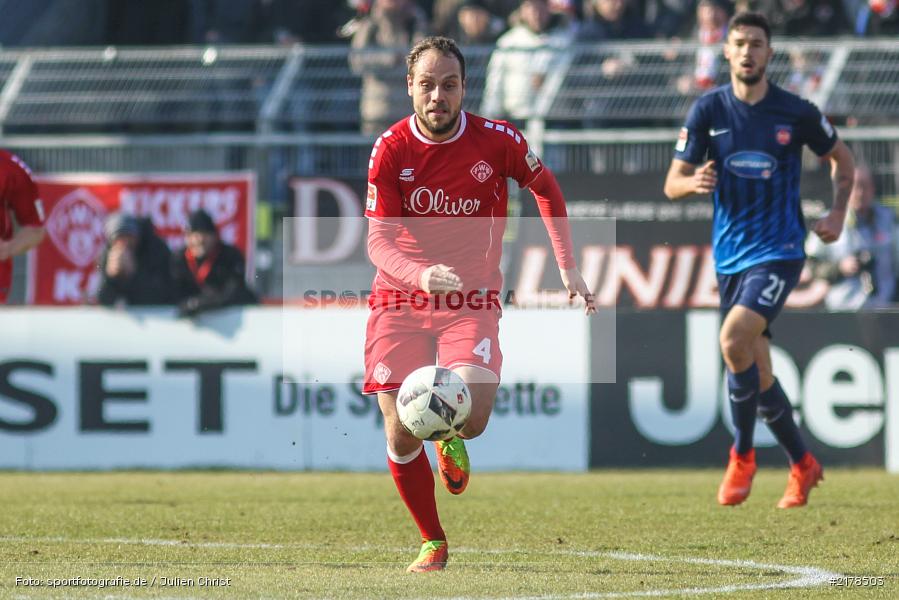 Rico Benatelli, 11.02.2017, Dallenberg, flyeralarm Arena, Fussball, 2. Bundesliga, 1. FC Heidenheim 1846, FC Würzburger Kickers - Bild-ID: 2178503