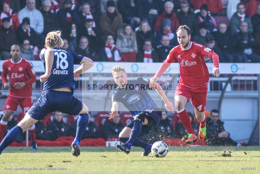 Rico Benatelli, Marcel Titsch-Rivero, 11.02.2017, Dallenberg, flyeralarm Arena, Fussball, 2. Bundesliga, 1. FC Heidenheim 1846, FC Würzburger Kickers - Bild-ID: 2178513