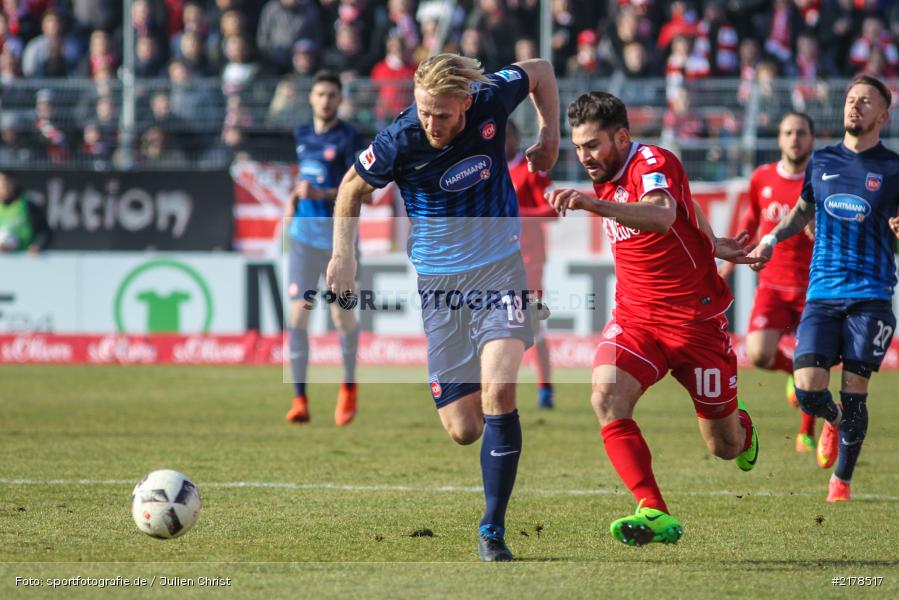 Nejmeddin Daghfous, Sebastian Griesbeck, 11.02.2017, Dallenberg, flyeralarm Arena, Fussball, 2. Bundesliga, 1. FC Heidenheim 1846, FC Würzburger Kickers - Bild-ID: 2178517