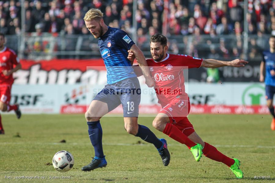 Nejmeddin Daghfous, Sebastian Griesbeck, 11.02.2017, Dallenberg, flyeralarm Arena, Fussball, 2. Bundesliga, 1. FC Heidenheim 1846, FC Würzburger Kickers - Bild-ID: 2178519