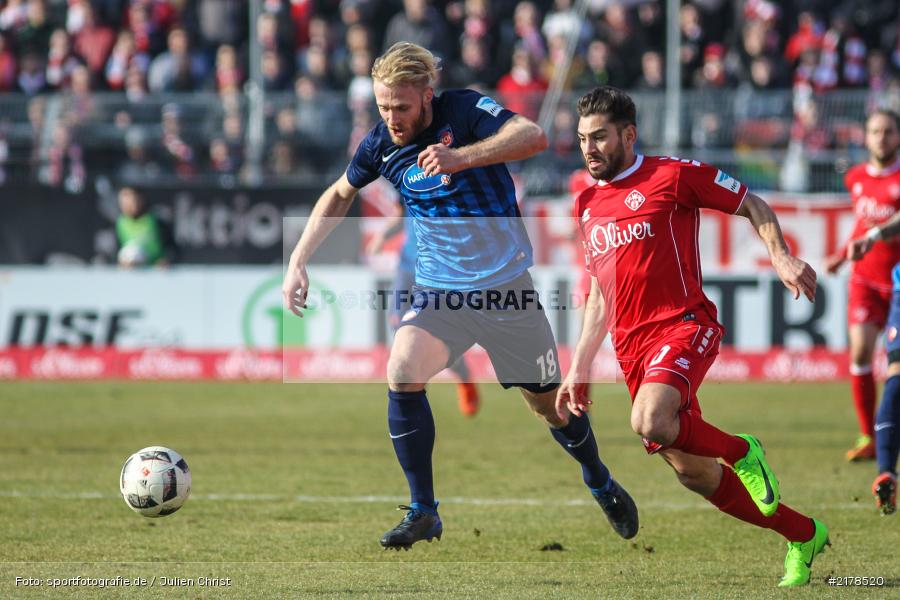Nejmeddin Daghfous, Sebastian Griesbeck, 11.02.2017, Dallenberg, flyeralarm Arena, Fussball, 2. Bundesliga, 1. FC Heidenheim 1846, FC Würzburger Kickers - Bild-ID: 2178520