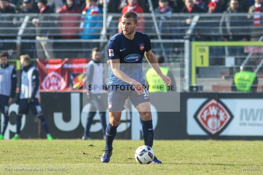 Timo Beermann, 11.02.2017, Dallenberg, flyeralarm Arena, Fussball, 2. Bundesliga, 1. FC Heidenheim 1846, FC Würzburger Kickers - Bild-ID: 2178550
