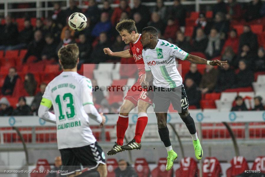 Peter Kurzweg, Khaled Narey, 24.02.2017, Dallenberg, flyeralarm Arena, Fussball, 2. Bundesliga, SpVgg Greuther Fürth, FC Würzburger Kickers - Bild-ID: 2178875