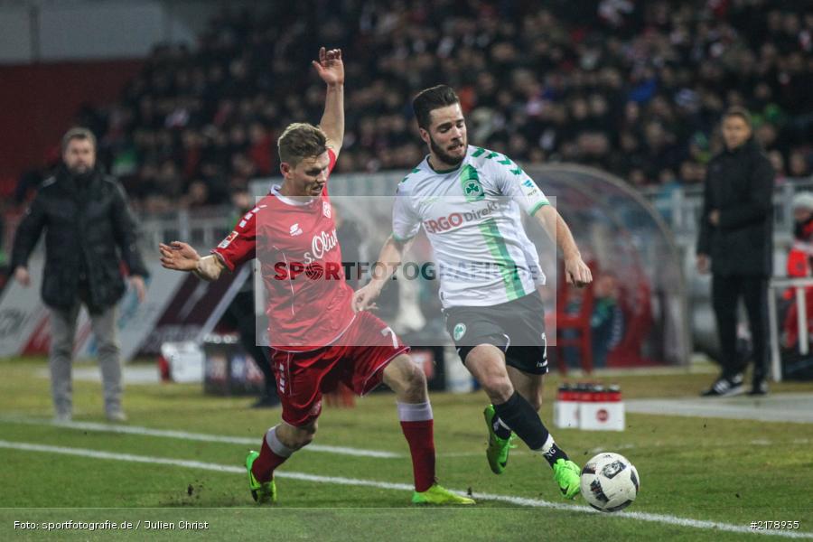 Felix Müller, Niko Gießelmann, 24.02.2017, Dallenberg, flyeralarm Arena, Fussball, 2. Bundesliga, SpVgg Greuther Fürth, FC Würzburger Kickers - Bild-ID: 2178935