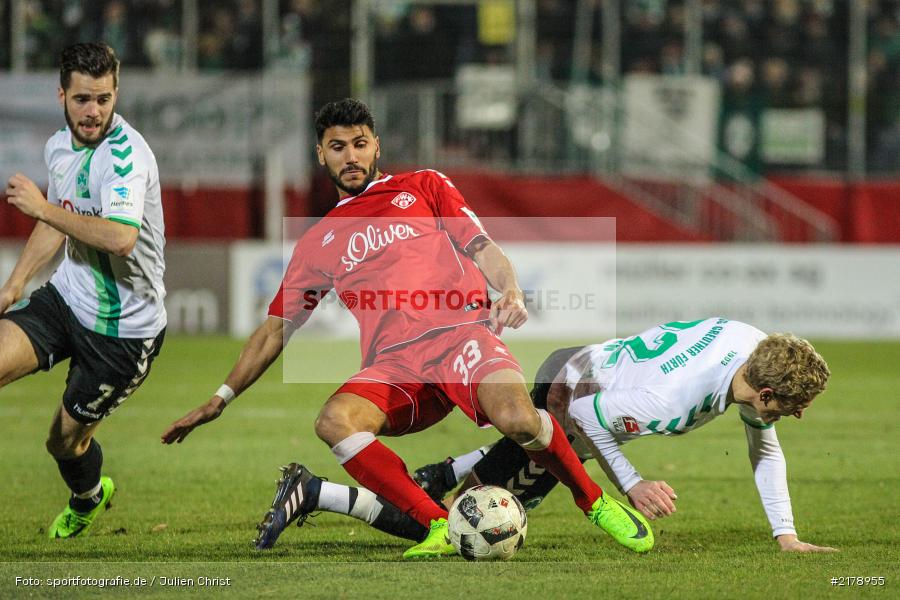 Elia Soriano, Johannes van den Bergh, 24.02.2017, Dallenberg, flyeralarm Arena, Fussball, 2. Bundesliga, SpVgg Greuther Fürth, FC Würzburger Kickers - Bild-ID: 2178955