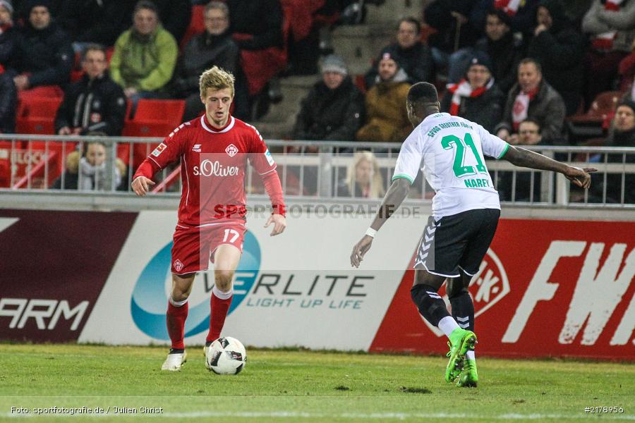 Sebastian Ernst, Khaled Narey, 24.02.2017, Dallenberg, flyeralarm Arena, Fussball, 2. Bundesliga, SpVgg Greuther Fürth, FC Würzburger Kickers - Bild-ID: 2178956