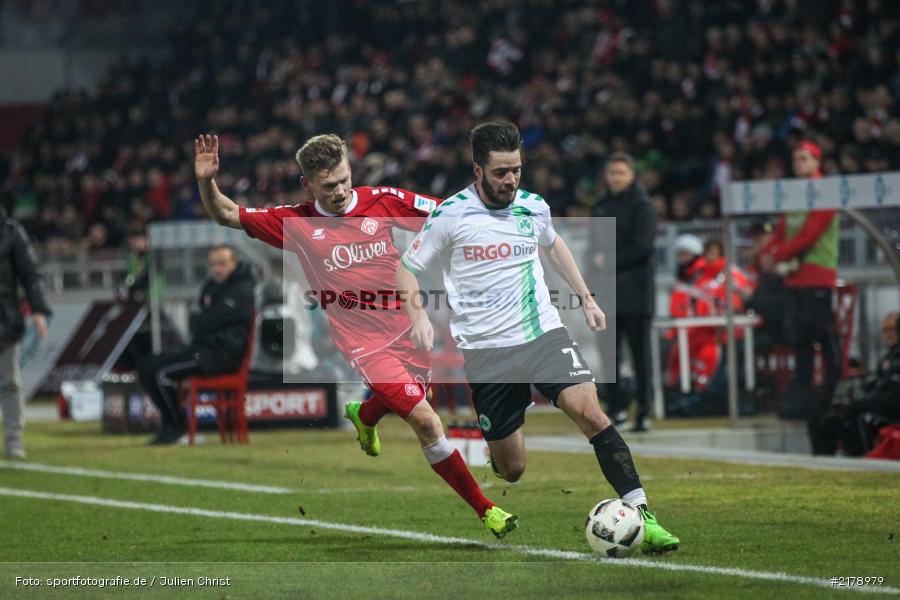 Niko Gießelmann, Felix Müller, 24.02.2017, Dallenberg, flyeralarm Arena, Fussball, 2. Bundesliga, SpVgg Greuther Fürth, FC Würzburger Kickers - Bild-ID: 2178979