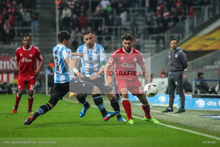 Maximilian Wittek, Ivica Olic, Nejmeddin Daghfous, Allianz Arena, 17.03.2017, Fussball, 2. Bundesliga, FC Würzburger Kickers, TSV 1860 München - Bild-ID: 2182481