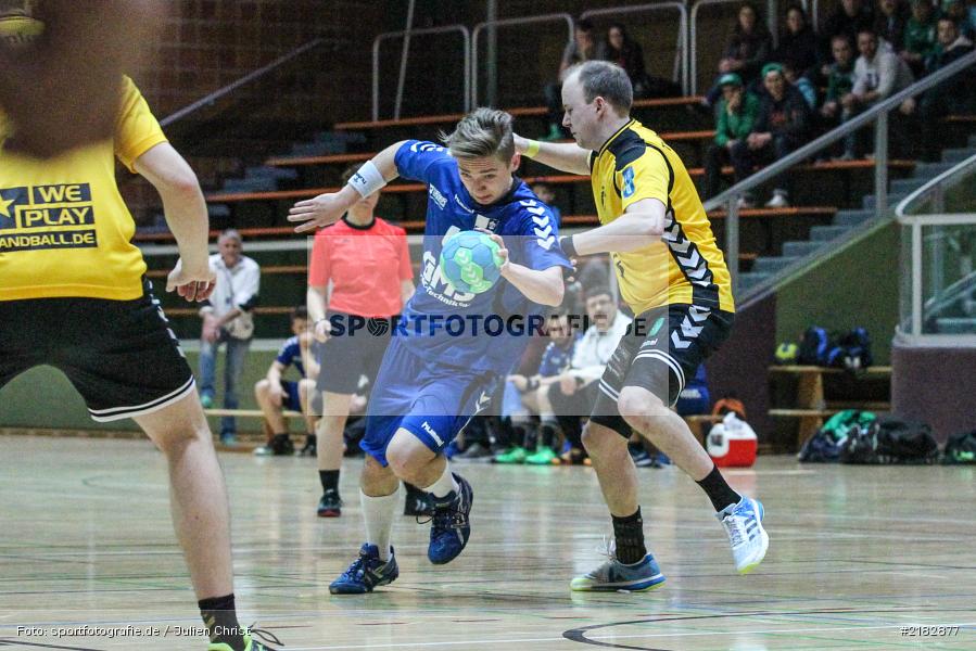 Jonas Holaschke, Stephan Rausch, 19.03.2017, Bezirksliga Nord, Handball, TV Königsberg, TSV Karlstadt - Bild-ID: 2182877