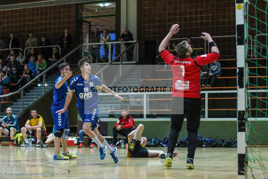Sebastian Schmid, Tobias Valtenmeier, 19.03.2017, Bezirksliga Nord, Handball, TV Königsberg, TSV Karlstadt - Bild-ID: 2182891