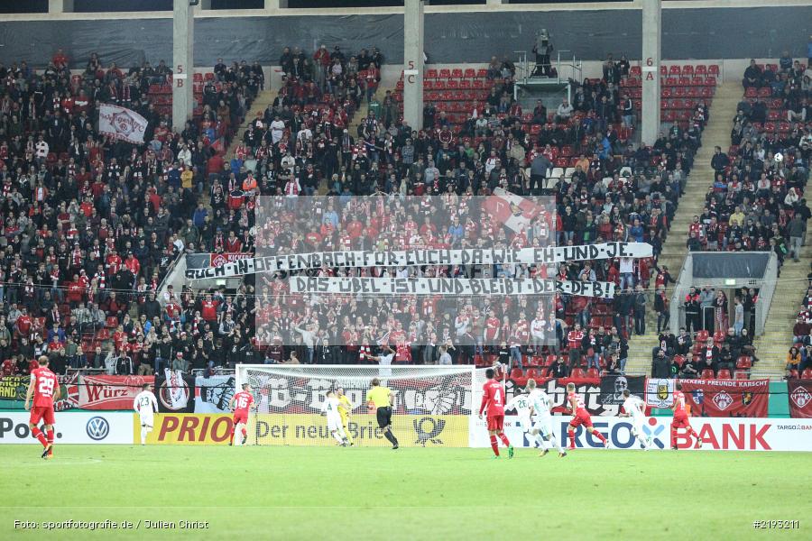 Spruchband, SVW, FWK, Fussball, DFB, Bieberer Berg, Hessen, Offenbach, 12.08.2017, DFB-Pokal, SV Werder Bremen, FC Würzburger Kickers - Bild-ID: 2193211