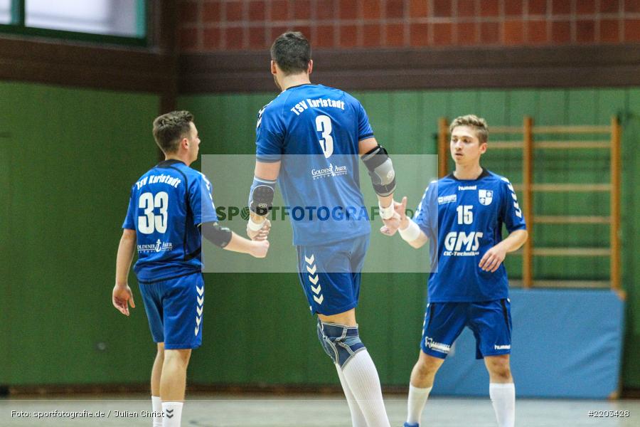 Benedikt Fuchs, Jonas Holaschke, Daniel Born, 08.10.2017, Handball, HSC Bad Neustadt II, TSV Karlstadt - Bild-ID: 2203428