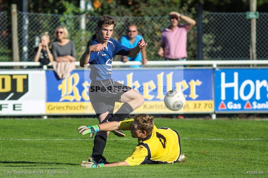 Julian Hill, Sebastian Reusch, A-Junioren, Kreisliga Würzburg, 14.10.2017, (SG) FSV Holzkirchhausen / Neubrunn, (SG) FV Karlstadt - Bild-ID: 2203703