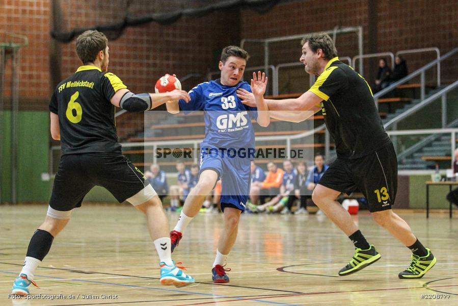 Benedikt Fuchs, Robert Schmidt, Sebastian Gith, 18.03.2018, Handball, TSV Mellrichstadt, TSV Karlstadt - Bild-ID: 2208799