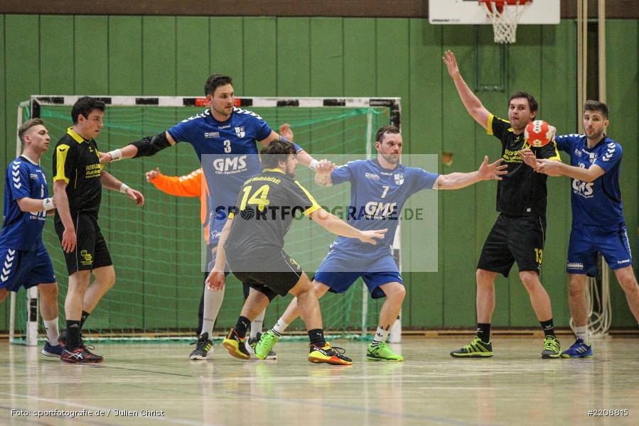 Sebastian Schmid, Jonas Seifert, Fabian Heun, Daniel Born, 18.03.2018, Handball, TSV Mellrichstadt, TSV Karlstadt - Bild-ID: 2208815