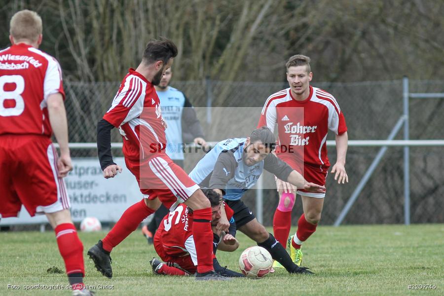 Dominik Kohlhepp, Wolfgang Bayer, Mehmet Mercan, 31.03.2018, Kreisklasse Würzburg, FC Wiesenfeld-Halsbach, FV Fatihspor Karlstadt - Bild-ID: 2209746