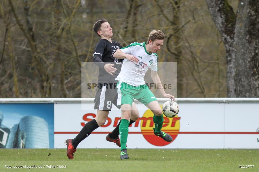 Sebastian Pfannes, Tim Hofbauer, 31.03.2018, Bezirksliga West, FVgg Bayern Kitzingen, FV Karlstadt - Bild-ID: 2209777