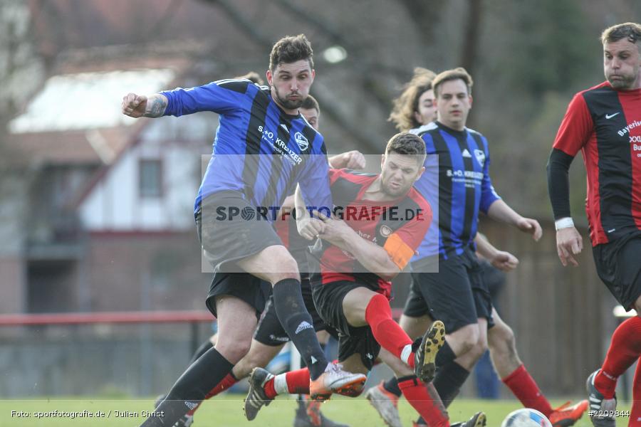 Steven Muehlbauer, Simon Heinz, 31.03.2018, Kreisklasse Würzburg, Derby, BSC Aura, SG Burgsinn - Bild-ID: 2209844