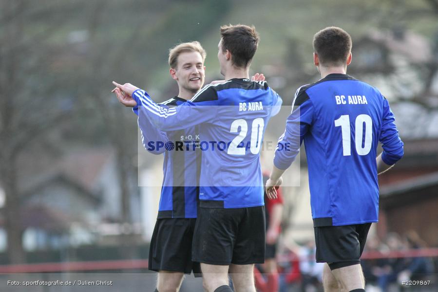 David Pahls, Robin Schindler, Michael Rützel, 31.03.2018, Kreisklasse Würzburg, Derby, BSC Aura, SG Burgsinn - Bild-ID: 2209867 David Pahls, Robin Schindler, Michael Rützel, 31.03.2018, Kreisklasse Würzburg, Derby, BSC Aura, SG Burgsinn - Bild-ID: 2209867