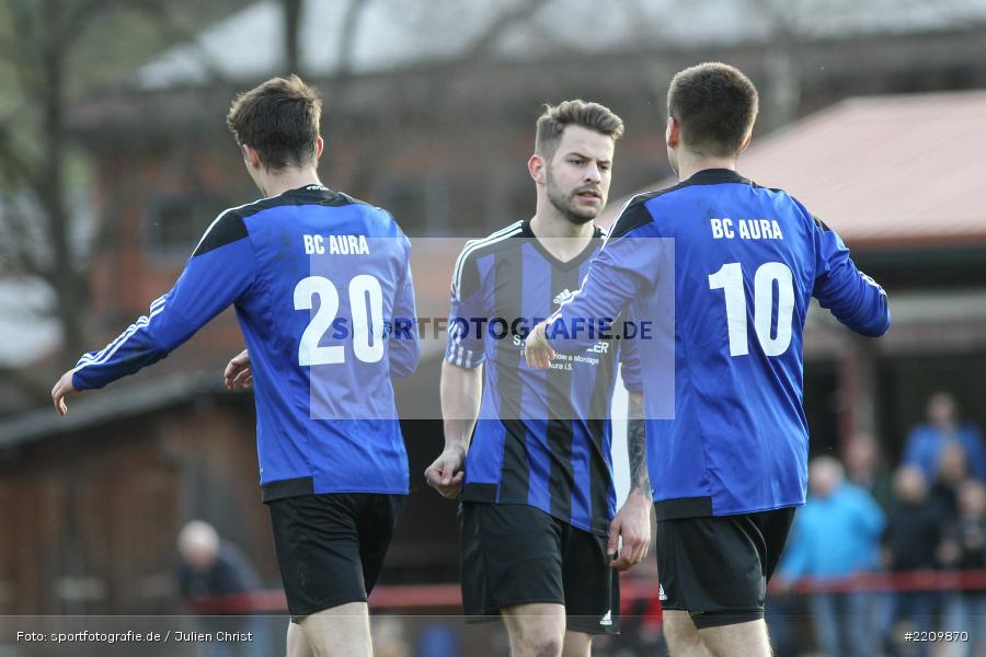 David Pahls, Robin Schindler, Dane Hofmann, 31.03.2018, Kreisklasse Würzburg, Derby, BSC Aura, SG Burgsinn - Bild-ID: 2209870