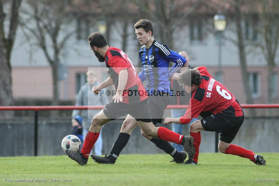 Andreas Müller, Christopher Schmitt, Robin Schindler, 31.03.2018, Kreisklasse Würzburg, Derby, BSC Aura, SG Burgsinn - Bild-ID: 2209906
