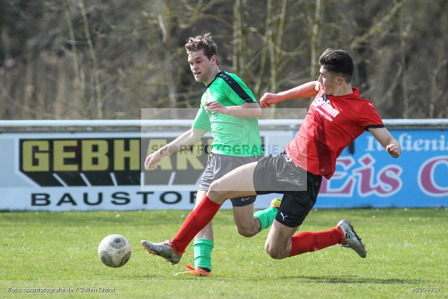 Moritz Mergler, Lukas Grimm, 02.04.2018, Kreisliga U19, (SG) SV Bütthard, (SG) FV Karlstadt - Bild-ID: 2209939
