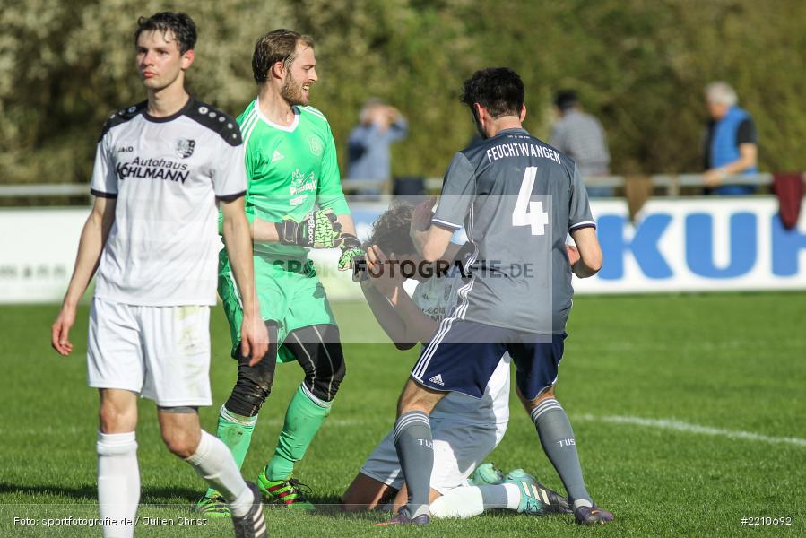 Philipp Deeg, Sebastian Arold, Tobias Wießmann, 14.04.2018, Landesliga Nordwest, TuS Feuchtwangen, TSV Karlburg - Bild-ID: 2210692